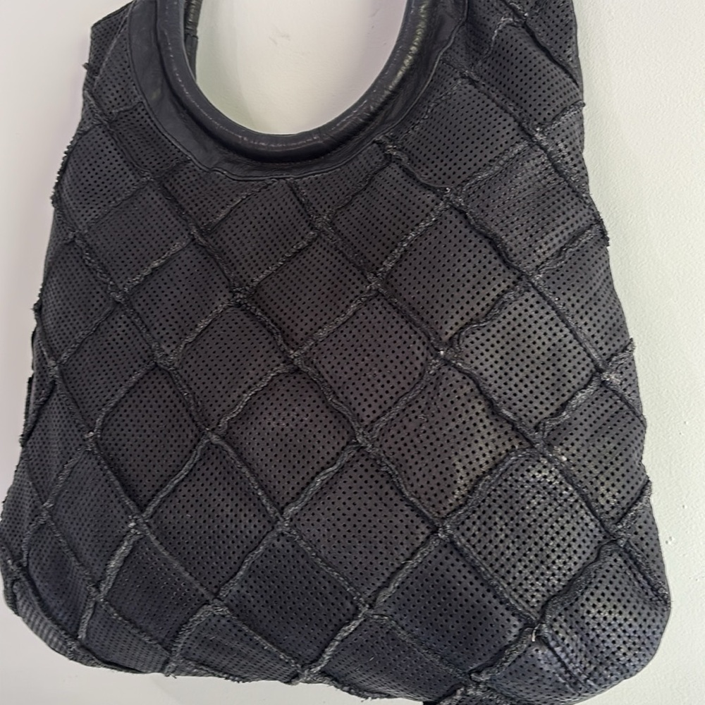 Anthropologie Illona Lattice‎ Black Leather Shoulder Bag - Picture 5 of 15